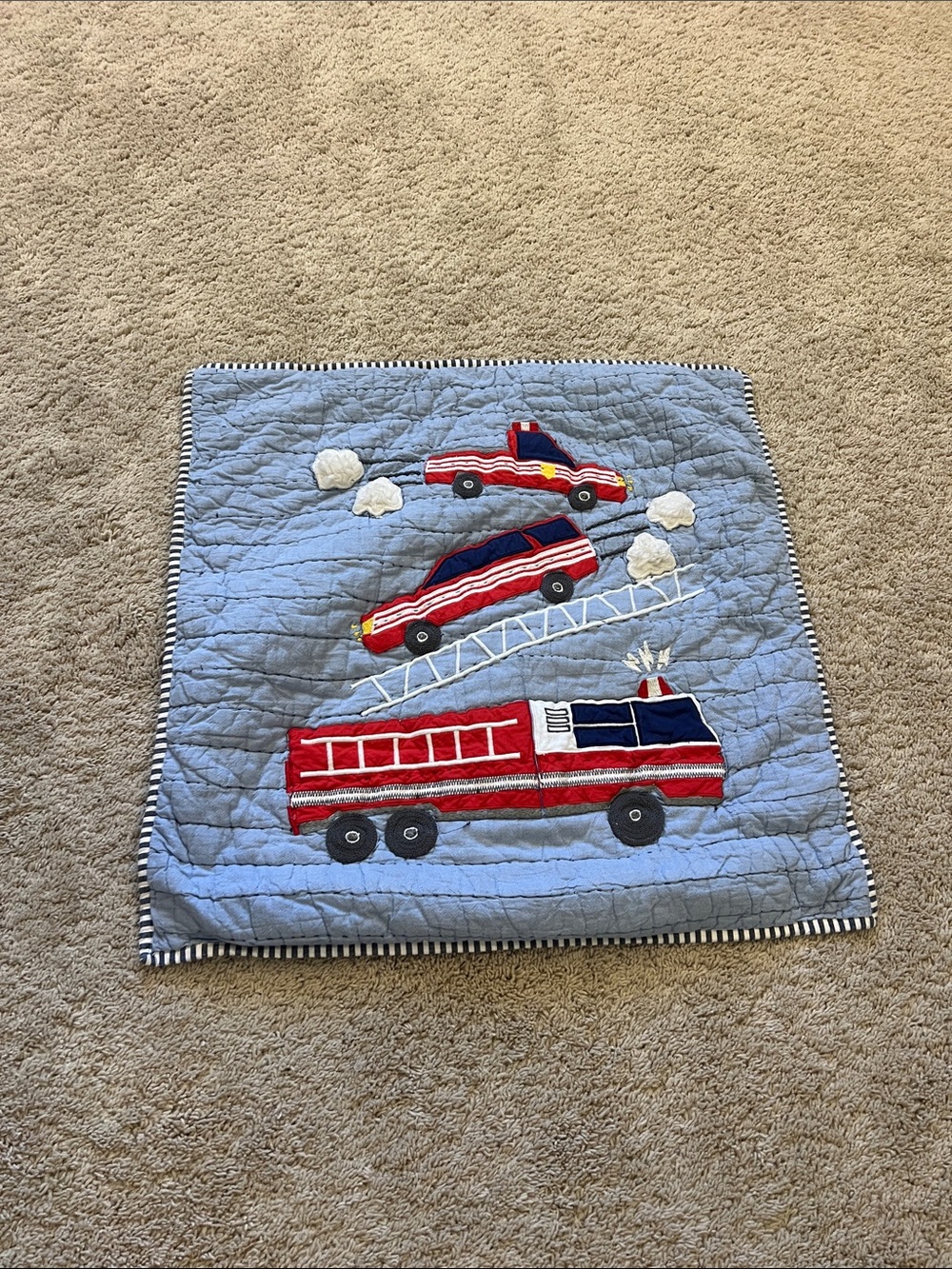 Pottery Barn Kids Fire Truck Bedding Set - Light Blue, Red & Navy - Picture 2 of 4